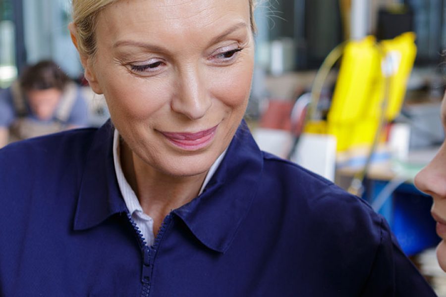 young female engineer with female teacher